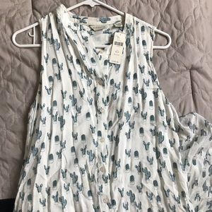 Anthropologie button up cactus shirt dress